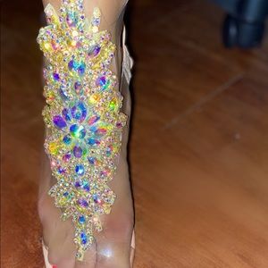 4.5” Rhinestone Fantasy Heeled Sandal - Pink